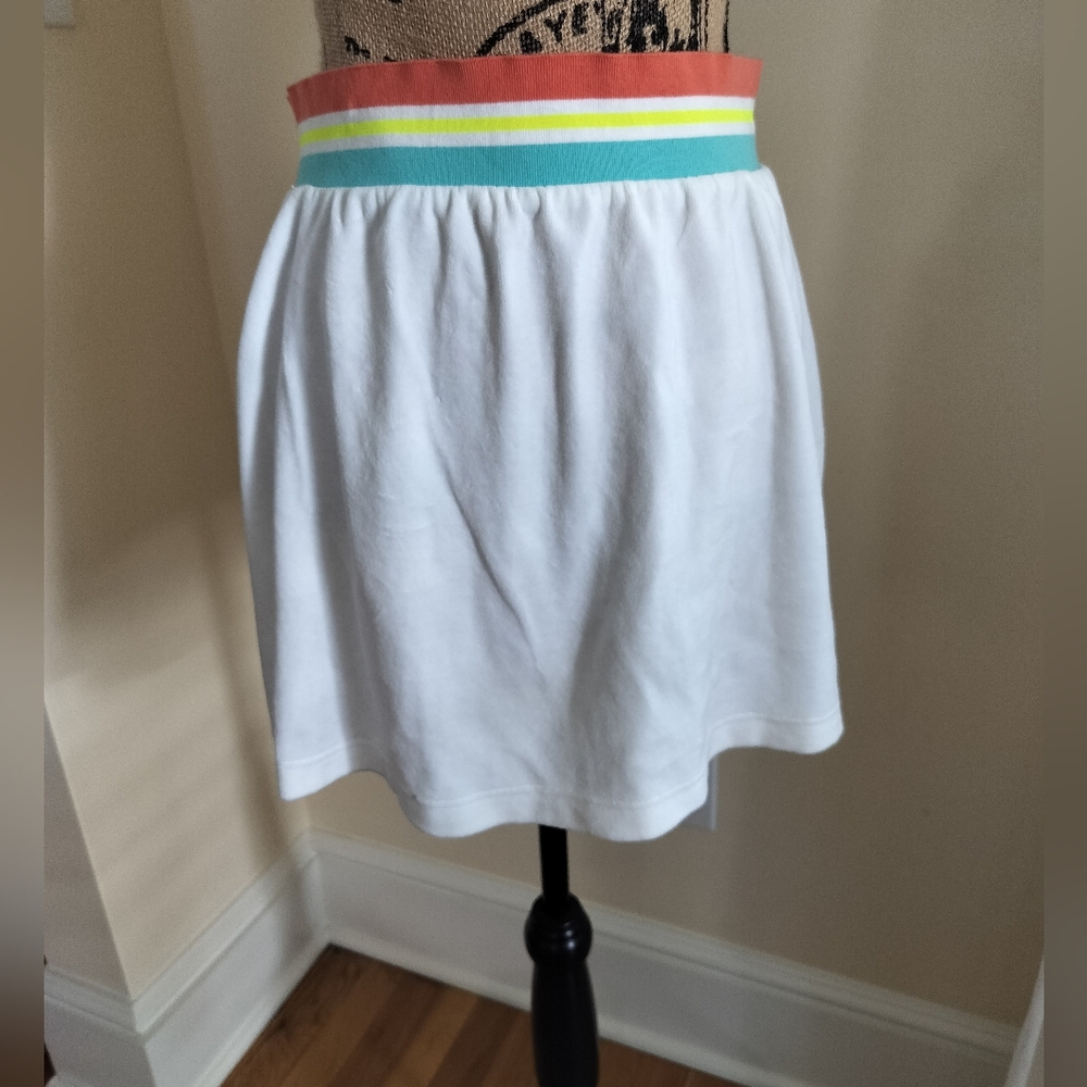 Lacoste White Mini Skirt with Multicolor Waistband